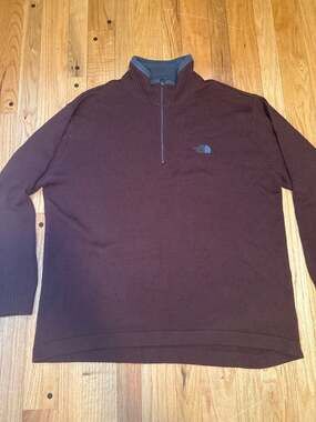 The North Face 45 Series Sweater Mens XXL Burgundy Wool Blend Quarter Zip